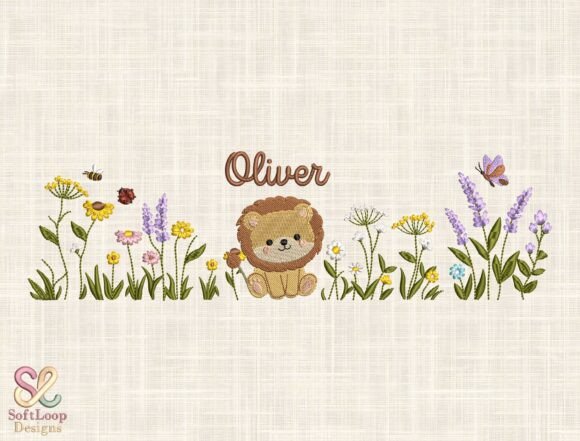 Adorable Custom Lion Embroidery Design for Nursery Projects