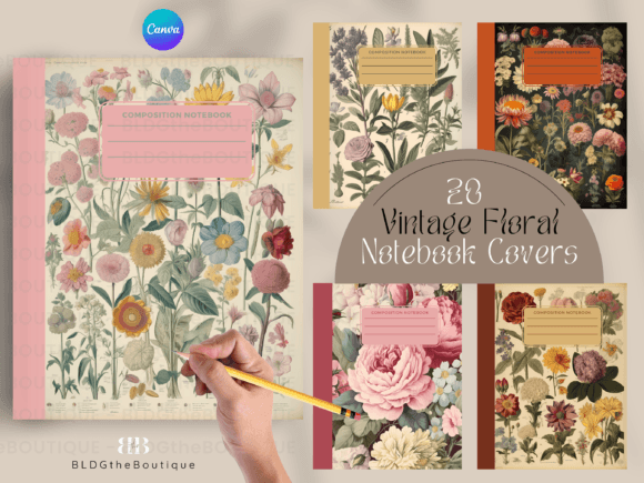 Beautiful Vintage Floral Notebook Covers for KDP