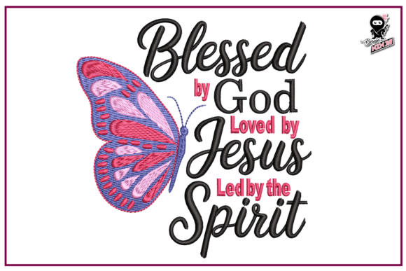 Blessed by God: A Faith Typography Embroidery Design