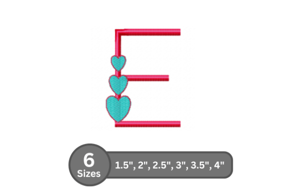 Candy Heart Alphabet -E: Sweet Stitched Design for Projects