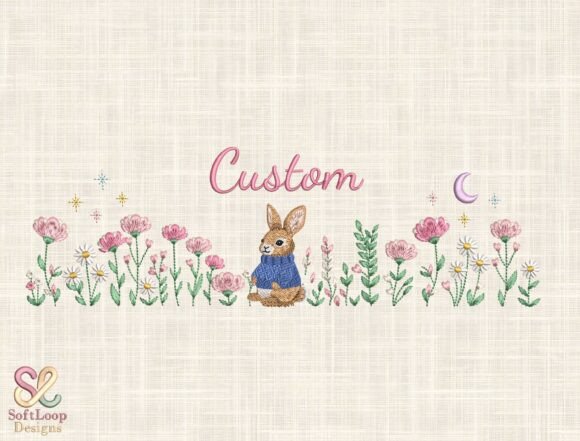 Charming Custom Bunny Embroidery Design for Projects