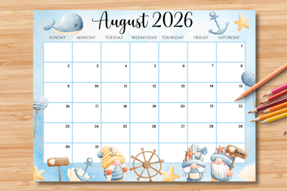 Editable/Fillable August 2026 Calendar