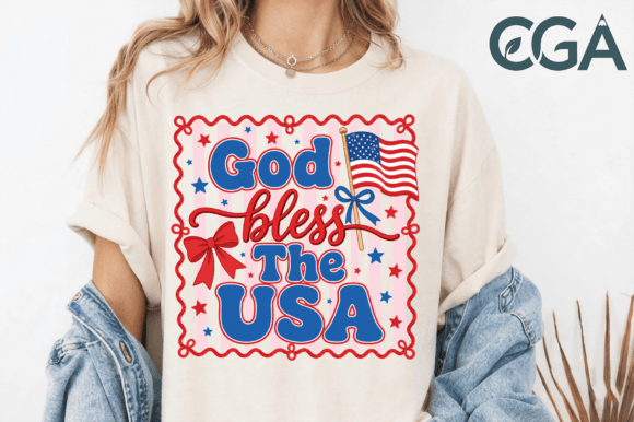 God Bless the USA Patriotic Bow Flag Png Design
