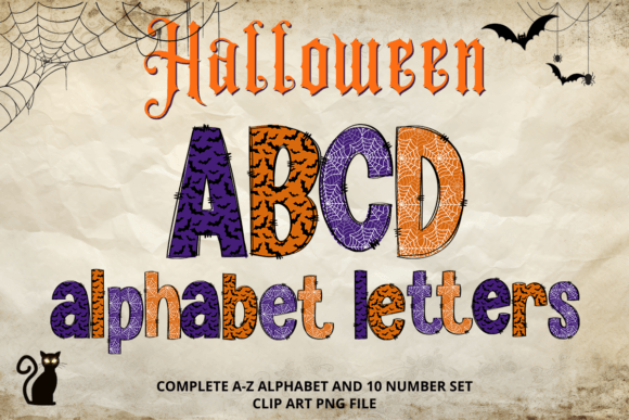Halloween Doodle Alphabet Letters PNG6