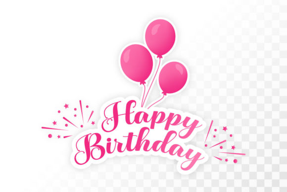 Happy Birthday Pink Sticker with Balloon: A Festive Design Element